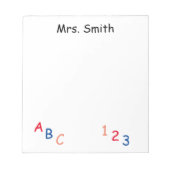 PERSONALISIERTE ABC 123 Post-it-Notizen Notizblock (Vorderseite)