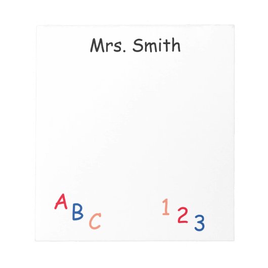 PERSONALISIERTE ABC 123 Post-it-Notizen Notizblock (Vorderseite)