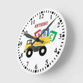 Personalisierte ABC-Dump-LKW-Baumaschinen Runde Wanduhr (Winkel)