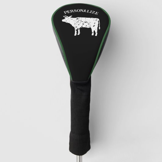 Personalisierte Abdeckung mit Kuh-Silhouette Golf Headcover (Vorderseite)