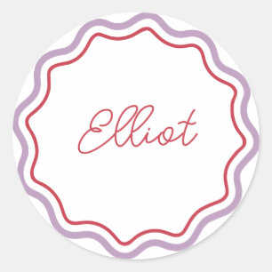 Personalisierte, abgerundete Wavy Runder Aufkleber