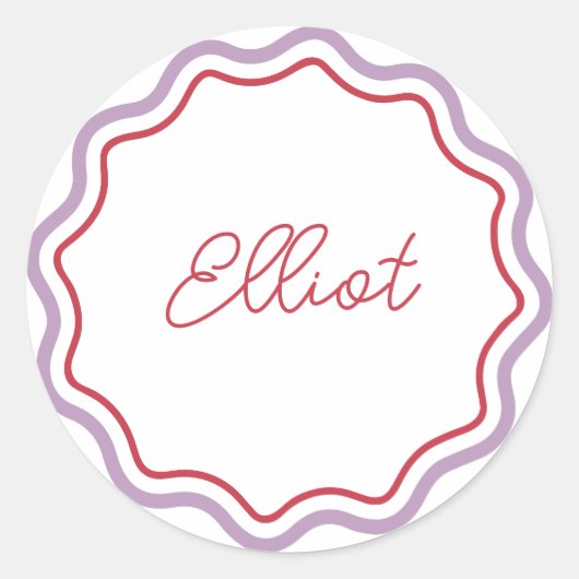 Personalisierte, abgerundete Wavy Runder Aufkleber (Vorderseite)