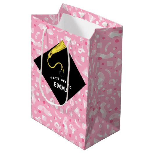 Personalisierte Abschluss-Geschenktasche Medium Mittlere Geschenktüte (Vorderseite Schrägansicht)