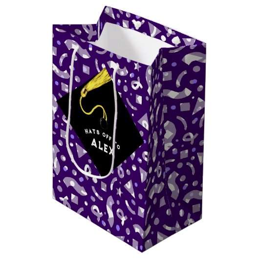 Personalisierte Abschluss-Geschenktasche Medium Mittlere Geschenktüte (Vorderseite Schrägansicht)