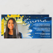 Personalisierte Abschluss-Karten | Blau & Gold (Vorne/Hinten)