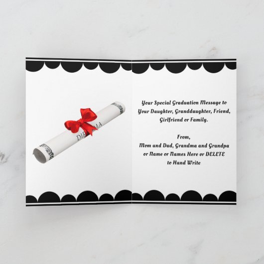 Personalisierte Abschluss-Karten für Tochter- oder Karte (Innenseite)