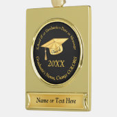Personalisierte Abschluss-Ornamente aus Schwarz un Banner-Ornament Gold (Links)