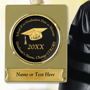 Personalisierte Abschluss-Ornamente aus Schwarz un Banner-Ornament Gold