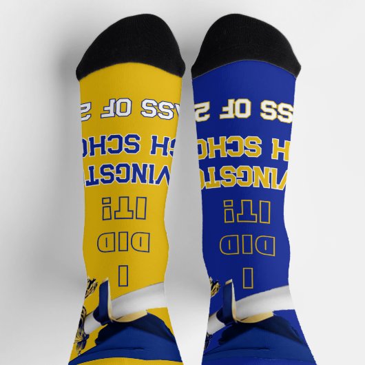 Personalisierte Abschluss Socks - Royal Blue & Gol Socken (Oben)