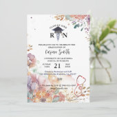 Personalisierte Abschluss Wasserfarben-Blume Einladung (Stehend Vorderseite)