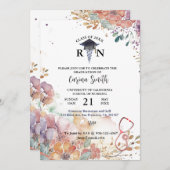 Personalisierte Abschluss Wasserfarben-Blume Einladung (Vorne/Hinten)
