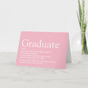 Personalisierte Abschlussdefinition Girly Pink Karte