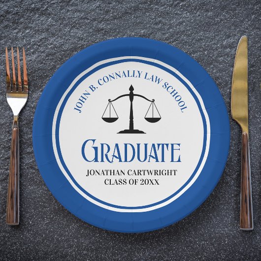 Personalisierte Abschlussfeier der Blue Law School Pappteller