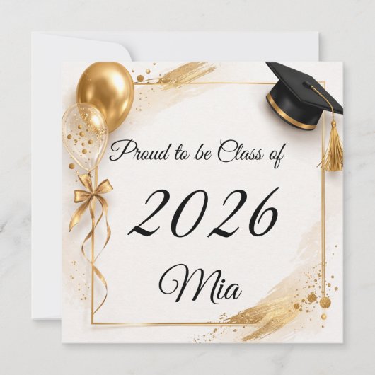 Personalisierte Abschlusskarte Klasse 2026 mit Nam (Vorderseite)