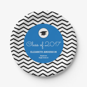 Personalisierte Abschlussklasse 2026 Chevron Blau  Pappteller