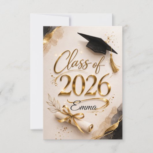 Personalisierte Abschlussnamekarte der Klasse 2026 (Vorderseite)
