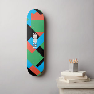 Personalisierte Abstrakt Blocks Gamer Teenage Boy Skateboard