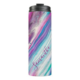 Personalisierte Abstrakte Aquamarine Glitterie Thermosbecher