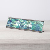 Personalisierte Abstrakte Art Paint Water Foto Schreibtischnamensplakette (Vorderseite )