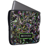 Personalisierte Abstrakte Art Schwarz Swirl Grün Laptopschutzhülle (Vorne Rechts)