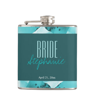 Personalisierte Abstrakte Blu & White Florals Flachmann