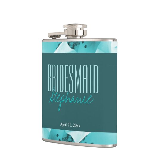 Personalisierte Abstrakte Blu & White Florals Flachmann (Links)