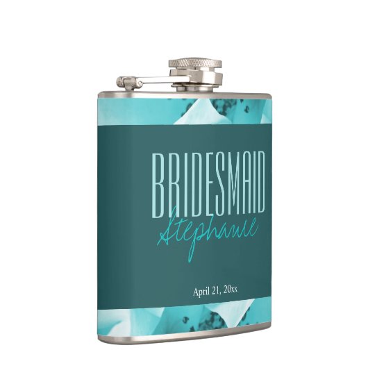 Personalisierte Abstrakte Blu & White Florals Flachmann (Rechts)