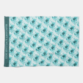 Personalisierte Abstrakte Blu & White Florals Geschirrtuch (Horizontal)