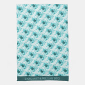 Personalisierte Abstrakte Blu & White Florals Geschirrtuch (Vertikal)