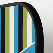 Personalisierte Abstrakte Blüte, Streifen, Mit Mon Pickleball Schläger (Linke Seite)