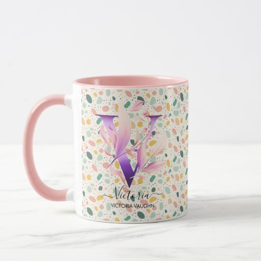 Personalisierte Abstrakte Boho Chic Monogram Tasse (Links)