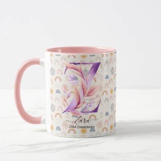 Personalisierte Abstrakte Boho Chic Monogram Tasse (Links)