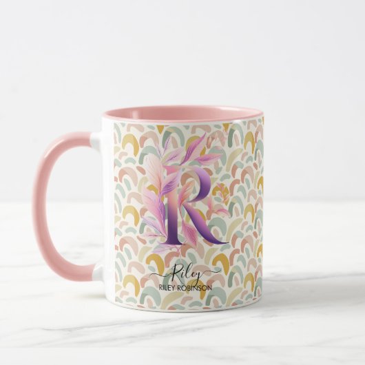 Personalisierte Abstrakte Boho Chic Monogramm-Tass Tasse (Links)