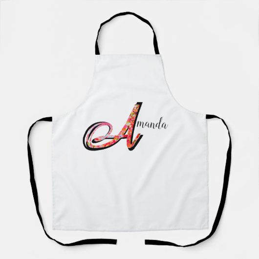 Personalisierte abstrakte Herbstlaub Monogramm A Schürze (Vorderseite)