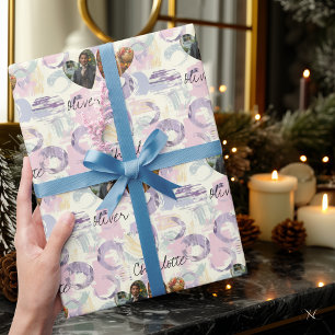Personalisierte abstrakte Kunst mit Fotos und Name Geschenkpapier