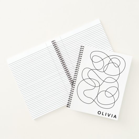 Personalisierte Abstrakte Minimalistische Schwarzw Notizblock (Innenseite)