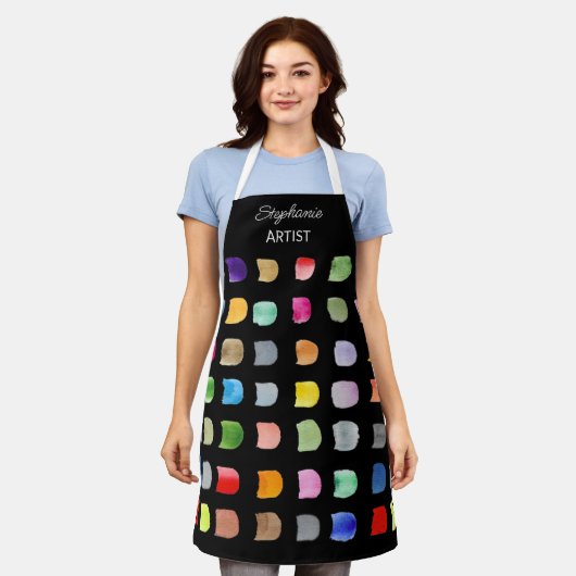 Personalisierte Abstrakte Muster Künstler Schwarze Schürze (Getragen)