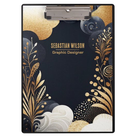 Personalisierte Abstrakte Navy-Gold-Farbe Klemmbrett (Vorderseite)