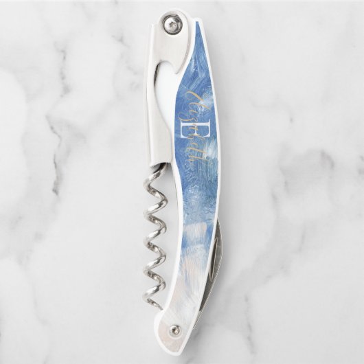 Personalisierte Abstrakte Ocean Akrylus Pinselstri Kellnermesser (Vorderseite)