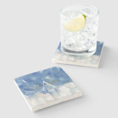 Personalisierte Abstrakte Ocean Akrylus Pinselstri Steinuntersetzer (Seitenansicht)