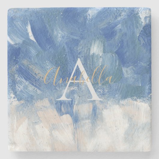 Personalisierte Abstrakte Ocean Akrylus Pinselstri Steinuntersetzer (Vorderseite)