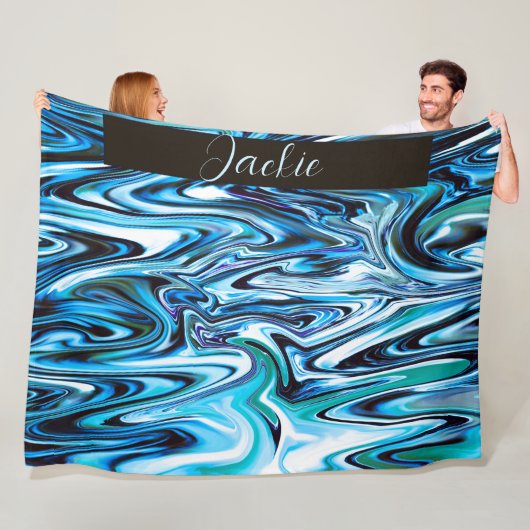 Personalisierte Abstrakte Psychedelic Blue Swirl Fleecedecke (Beispiel)