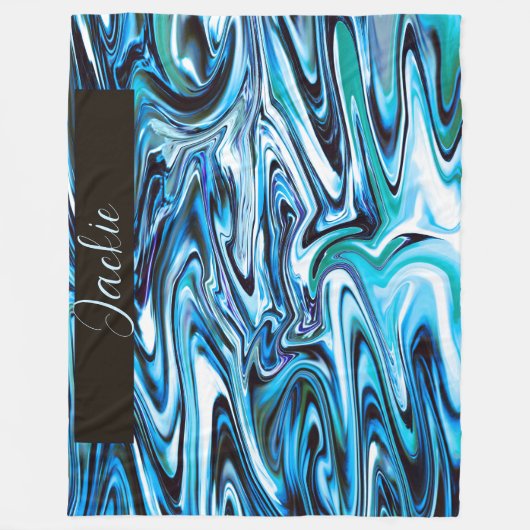 Personalisierte Abstrakte Psychedelic Blue Swirl Fleecedecke (Vorderseite)