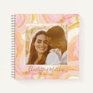 Personalisierte abstrakte rosa Foto-Hochzeitsplanu Notizblock