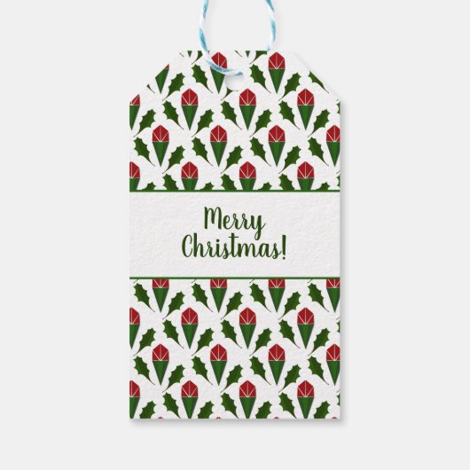 Personalisierte Abstrakte Rote Rosen, Holly Holida Geschenkanhänger (Rückseite)