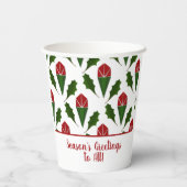 Personalisierte Abstrakte Rote Rosen Holly Holiday Pappbecher (Rückseite)