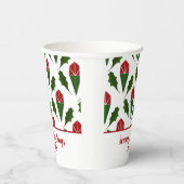 Personalisierte Abstrakte Rote Rosen Holly Holiday Pappbecher (Rechts)