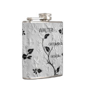 Personalisierte Abstrakte Schwarz-Weiß-Florals Flachmann (Rechts)