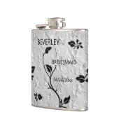 Personalisierte Abstrakte Schwarz-Weiß-Florals Flachmann (Links)