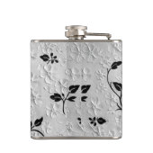 Personalisierte Abstrakte Schwarz-Weiß-Florals Flachmann (Rückseite)